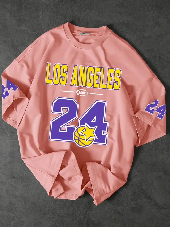 T-shirt graphique vintage des Lakers Color 24 sur le thème du basketball