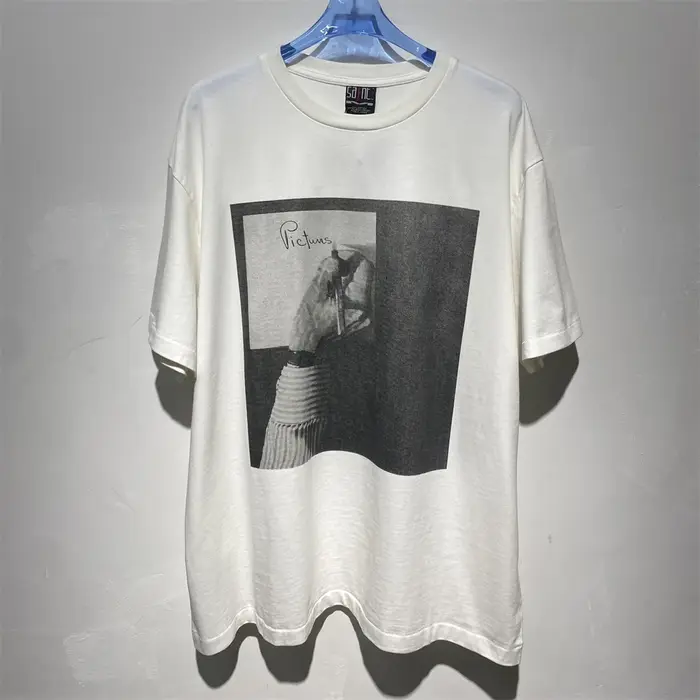 T-shirt vintage SAINT avec photo rétro en noir et blanc pour hommes et femmes, t-shirt en tissu épai