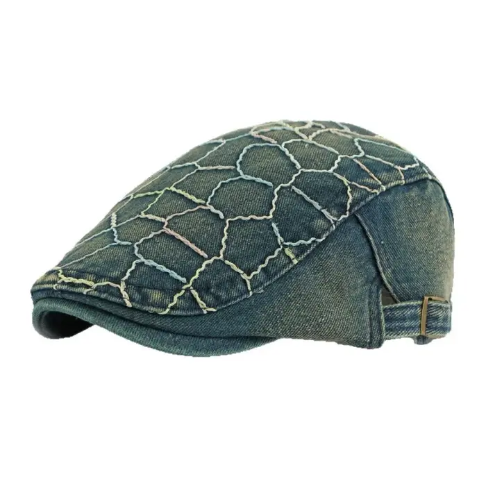 Casquette rétro britannique en denim délavé