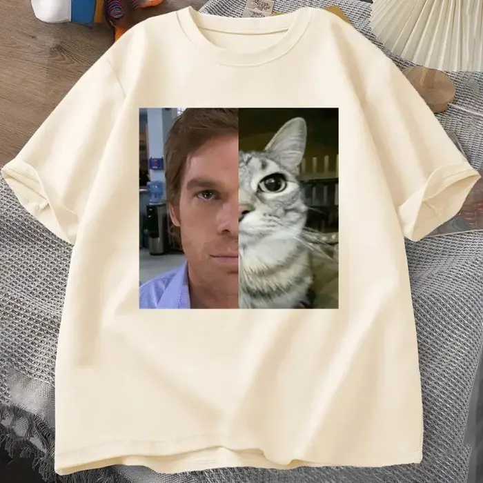 Dexter Morgan chat T-shirts drôle à manches courtes col rond T-shirt unisexe mode Harajuku Kawaii