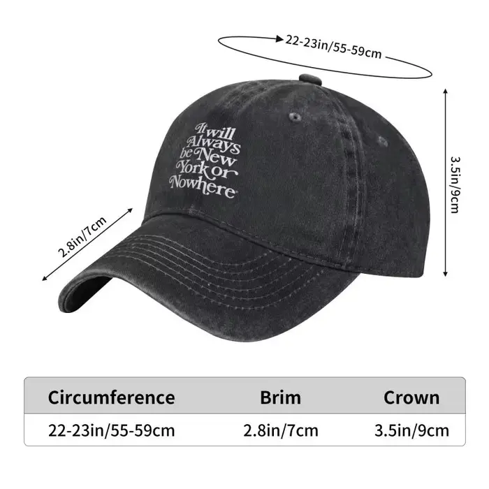 Casquette de baseball personnalisée en coton « It Will Always Be New York Or Nowhere » pour homme et femme