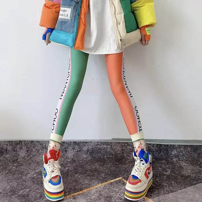 Pantalon élastique graffiti pour femmes, leggings taille haute, streetwear pour filles, vêtements se