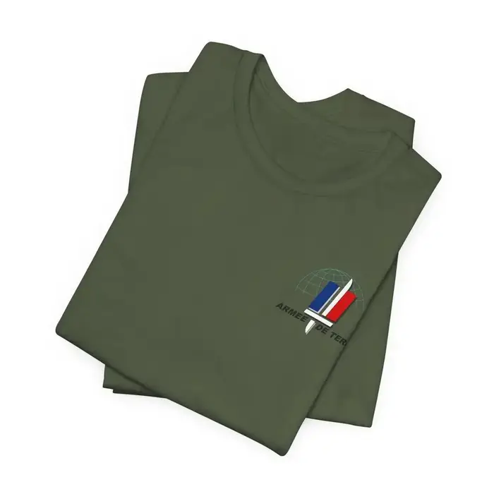 T-shirt Manches Courtes 100% Coton, Décontracté, Armée Française, Terre