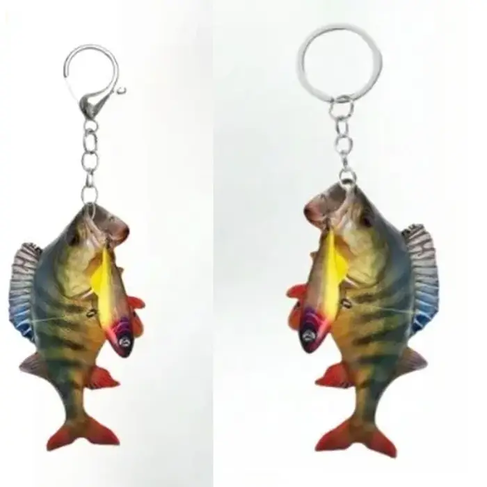 Pêcheur océan amusant amoureux de la pêche porte-clés pour homme accessoires sac poisson pendentif