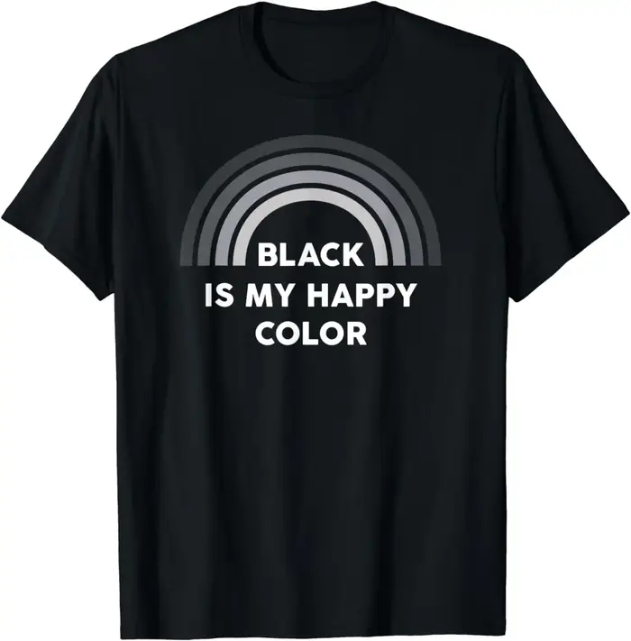 Black Is My Happy Document Dark Humor T-Shirt pour hommes, Ironic Street Fashion, Casual Couple Clot