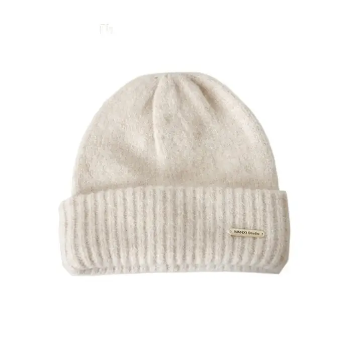 Casquette chaude mignonne, chapeau tricoté en laine, couleur unie, bonnet de bassin en Crochet, bonn