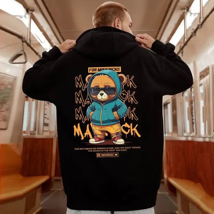 Sweats à capuche à imprimé graphique ours pour hommes