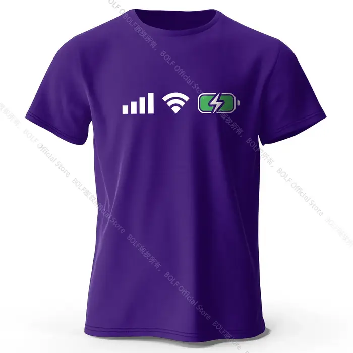 Signal WiFi Batterie Imprimé T-Shirt 100% Coton Surdimensionné Tech Graphique T-shirts pour Hommes F