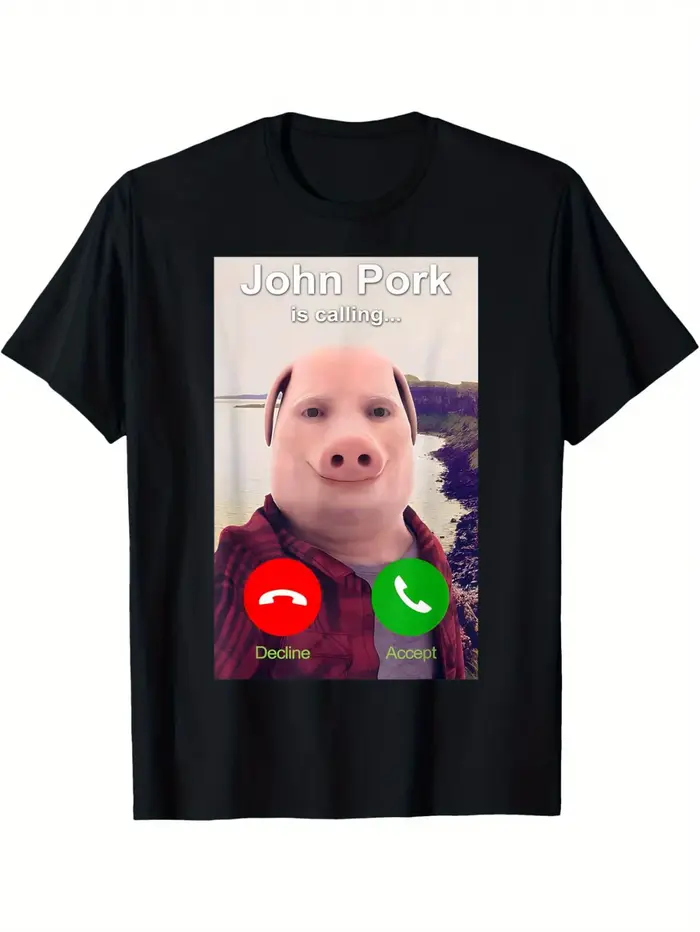 T-shirt drôle « John Pork appelle » pour hommes et femmes, style Harajuku Kawaii, vêtements Y2K pour