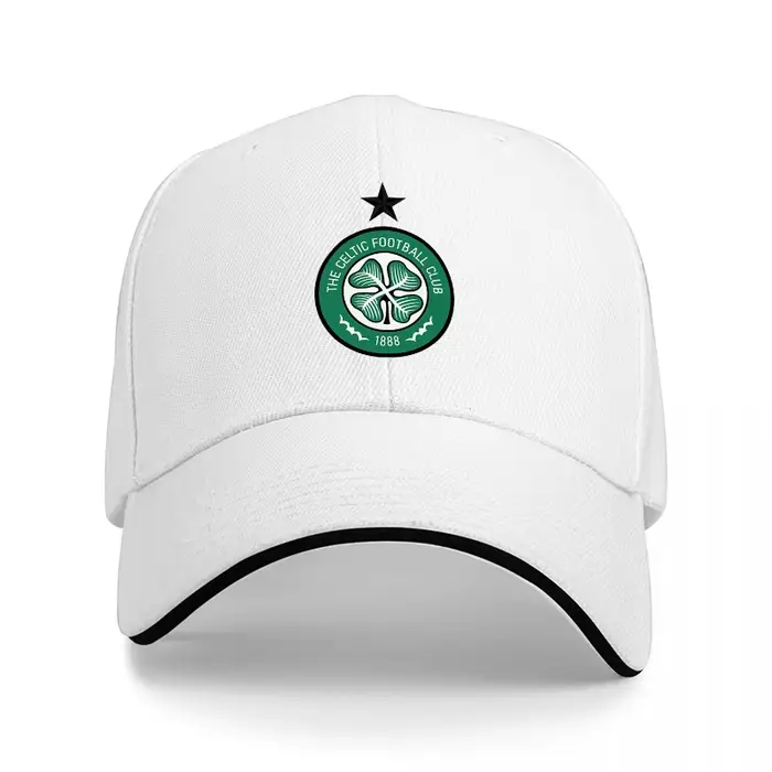 Casquette de baseball avec logo du Celtic Football Club, noire avec emblème vert et bordure blanche,