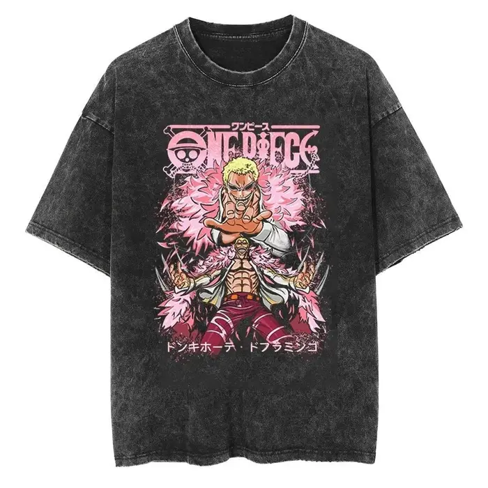 T-shirts à manches courtes pour hommes et femmes, une pièce, dessin animé japonais Donquixote Doflam