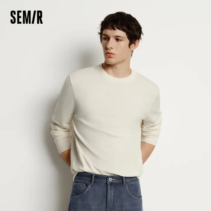 Semir tricoté pull hommes hiver cachemire mélange chaleur-générant antibactérien 2025 nouveau basiqu