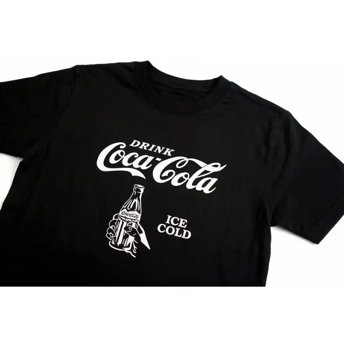 T-shirt unisexe à manches courtes en coton Coca-Cola, haut décontracté d'été, col rond, imprimé, mot