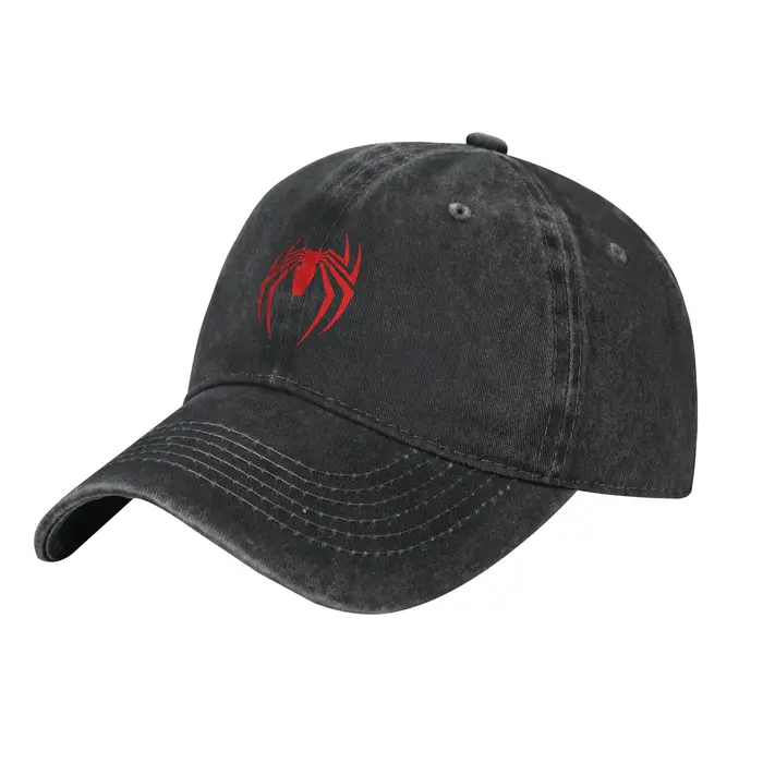 Casquettes de baseball Spider en denim vintage délavé