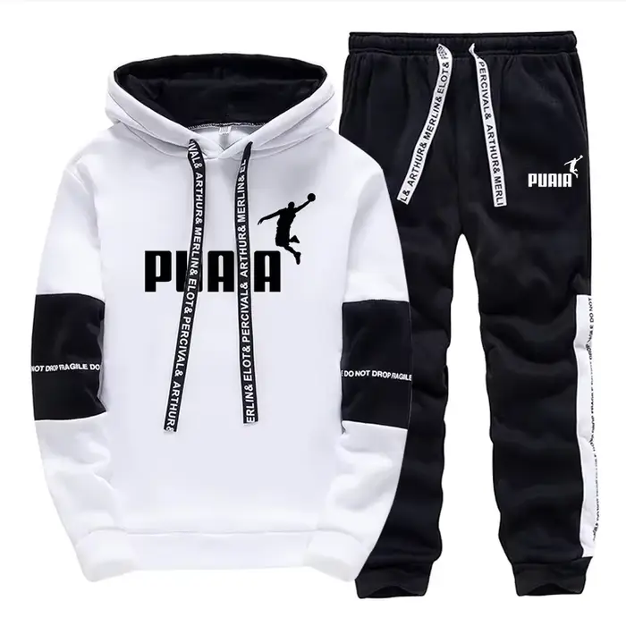 Ventes Flash : Survêtement Homme Imprimé Décontracté – Sweat à Capuche et Pantalon Sportswear pour Activités de Plein