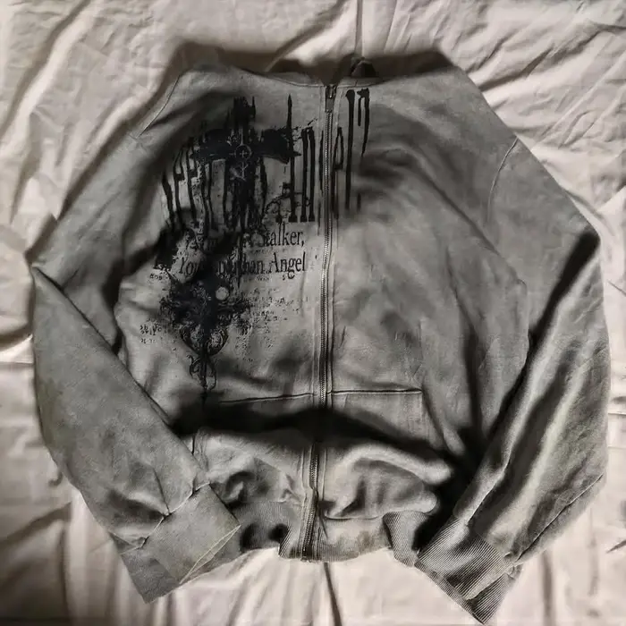 Sweat-shirt à capuche gris Harajuku