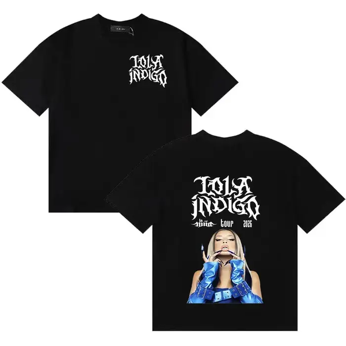 T-shirt Hip Hop Lola 2025 Indigo Tour Merch Tide pour Hommes et Femmes, T-shirt Décontracté Y2K, Vêt