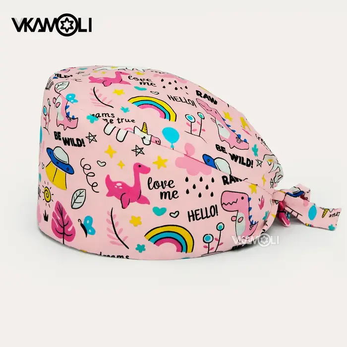 Chapeaux imprimés roses pour hommes et femmes, chapeau de travail, casquette de gommage Gorro Enferm