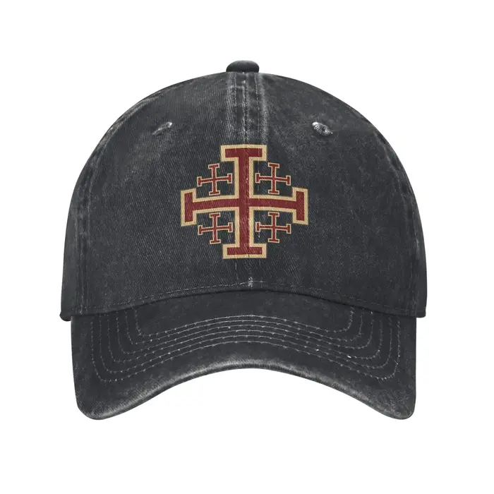 Casquette de baseball chrétienne unisexe, motif Croix de Jérusalem et Templier, vintage, effet vieil