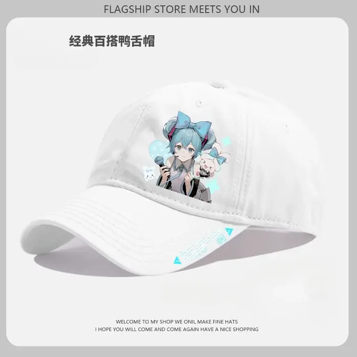 Casquette de baseball Kawaii Hatsune Miku, imprimé Vocaloid Anime mignon, en coton réglable, visière