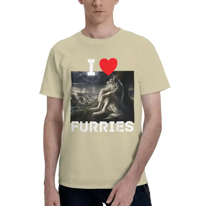 T-shirt humoristique « I Heart Furries » pour hommes, motif loup/furries, idéal pour l'été, conforta