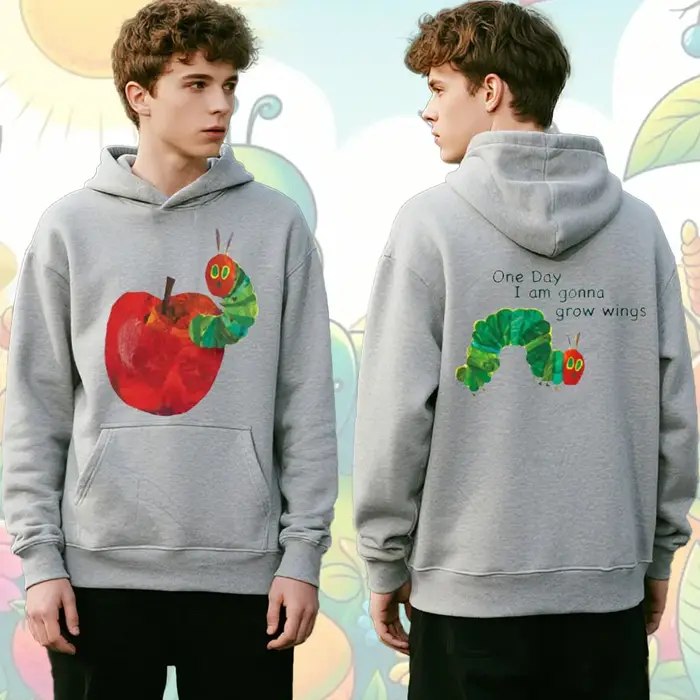 Sweat-shirt à capuche imprimé chenille affamée
