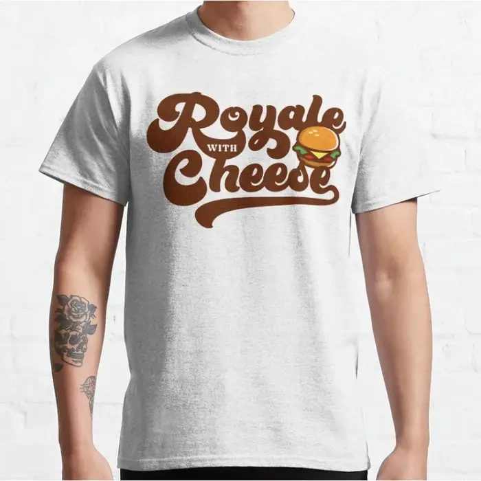 Royale avec fromage années 80 film vintage Pulp fiction T-shirt à manches courtes et col rond pour hommes grande taille hauts pour adultes S-6xl