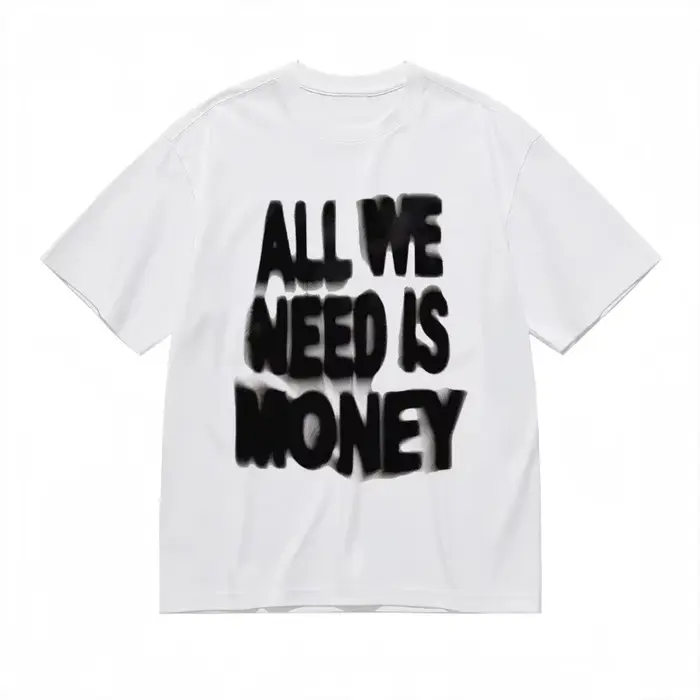 T-shirts rétro amples pour hommes et femmes, imprimé « All We Need Is Money », motif blanc et noir, 