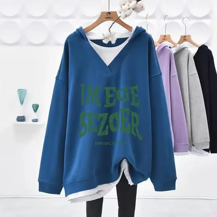 Sweat-shirt à capuche pour femmes deux pièces en Promotion basique 2025 tendance Kpop Designer nouveauté nouveau col en
