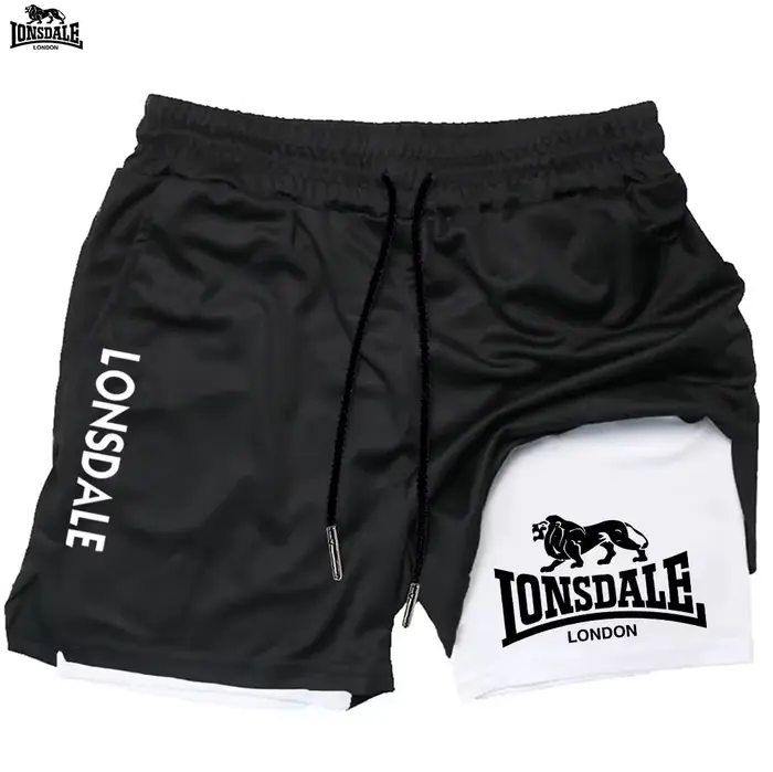 LONSDALE Short de sport double couche deux-en-un pour homme