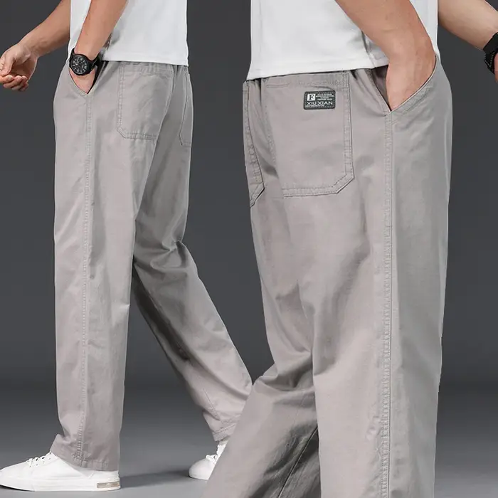 Grande taille hommes pantalons décontractés coupe décontractée coton pantalon