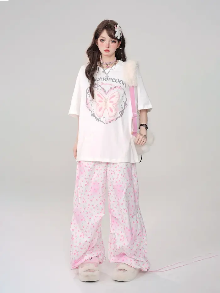 Japonais Kawaii T-shirts femmes Harajuku Punk t-shirt sous-culture haut imprimé surdimensionné détai