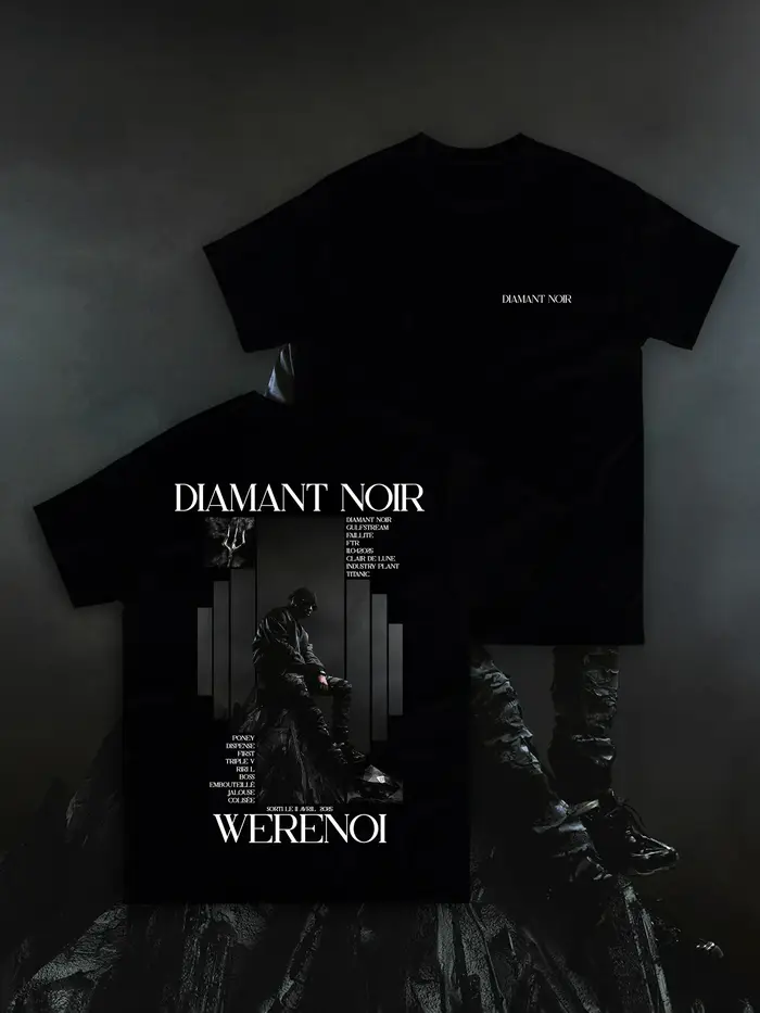 T-shirt à manches courtes avec imprimé graphique du rappeur français Diamant Noir Werenoi, pour homm