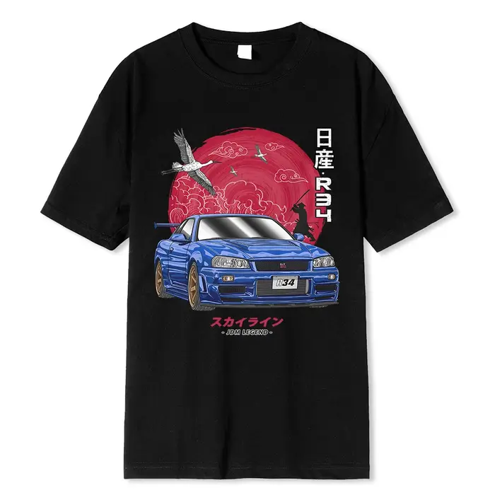 T-shirt Initial 100 _ coton T-shirt hommes été à manches courtes hauts japon décontracté impression 