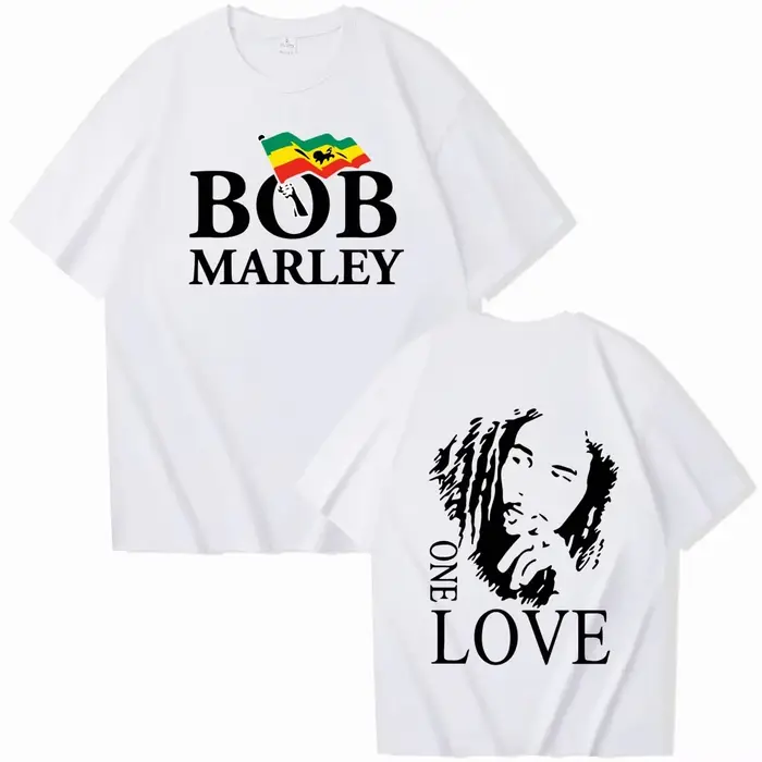 Bob Marley T-Shirts unisexe Harajuku, col rond, manches courtes, cadeau pour les fans, vêtements pou