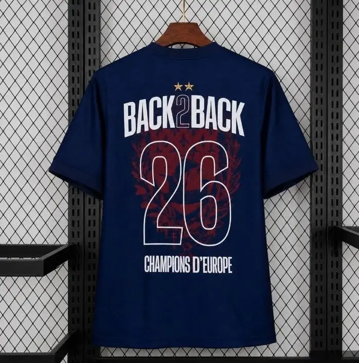T-shirt de football Paris Saint-Germain 2026, champions défenseurs, unisexe, mode estivale, pur coto