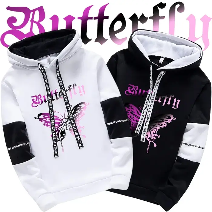 Sweat-shirt à capuche ample pour femme, style urbain 2026, imprimé lettres, haute qualité, style coréen Y2K, à manches longues