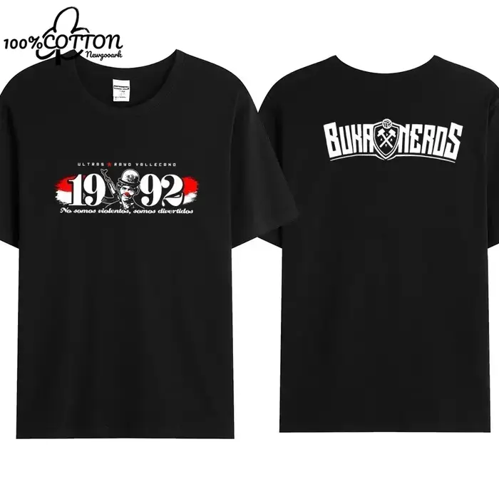 LE 2024 Vente chaude d'été T-shirt noir double face tendance pour hommes Bukaneros Vallecanos