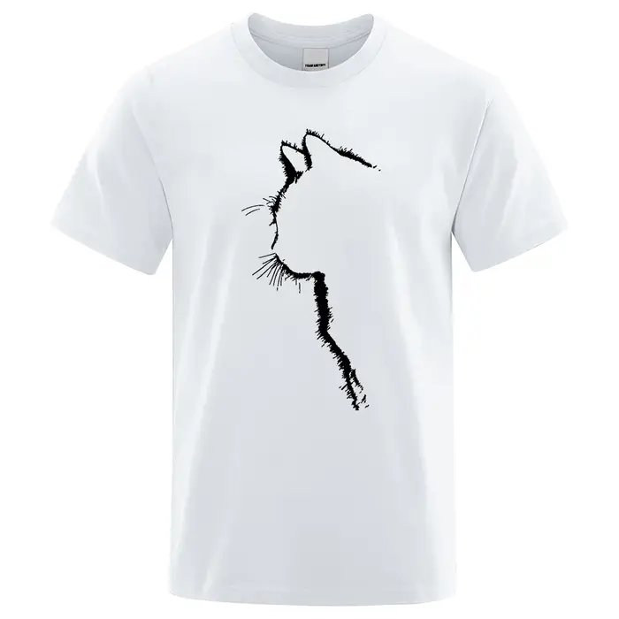 T-shirt manches courtes pour homme, estival et humoristique, en coton, avec chat et Animal imprimés,