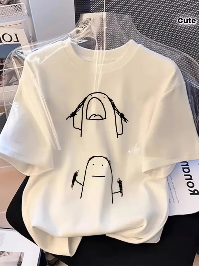 T-shirt graphique amusant et original, haut décontracté à col rond et manches courtes pour femme, te