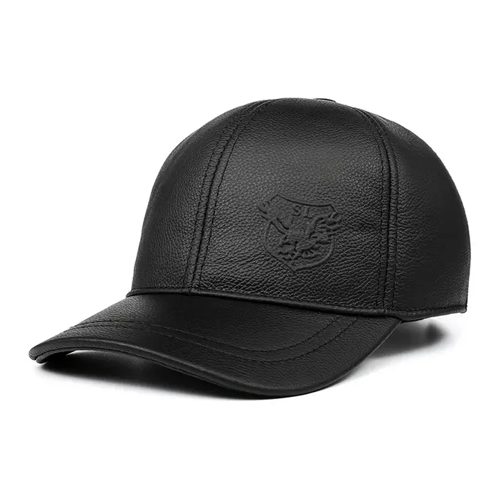 Casquettes de baseball en cuir véritable pour hommes, chapeaux chauds avec languette, chapeau de gol