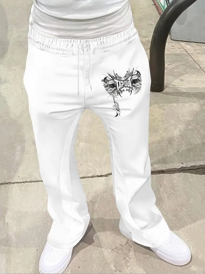 Pantalon de sport décontracté pour homme, style streetwear, imprimé croisé tendance, motif micro-cor
