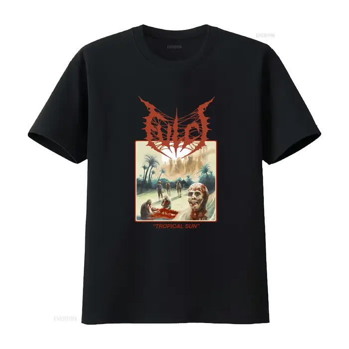 T-shirt unisexe Fulci blanc Tropical Sun couleur beige taille S à 3XL vintage lavé élégant vêtements