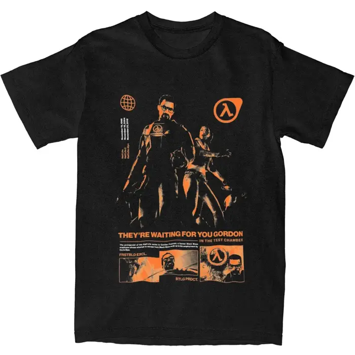 T-Shirt surdimensionné pour jeux vidéo HALFS LIFES V4, en coton, tendance, pour hommes, été Y2K, rét