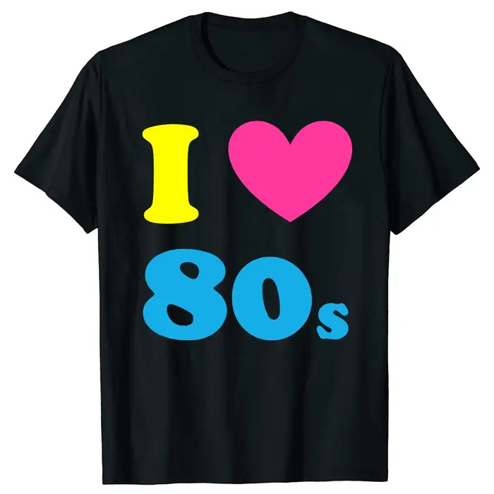T-shirt unisexe à manches courtes en coton, décontracté, humoristique, style streetwear, col ras du cou, pour hommes et femmes, Fashion I Love The 80S