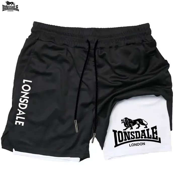 LONSDALE Short de sport double couche deux-en-un pour homme