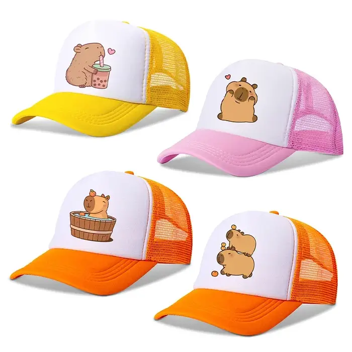 Capybara casquette de baseball garçons fille mignon Y2K tendance dessin animé imprimé chapeau Kawaii toile extérieur décontracté parasol chapeaux enfants cadeau d'anniversaire