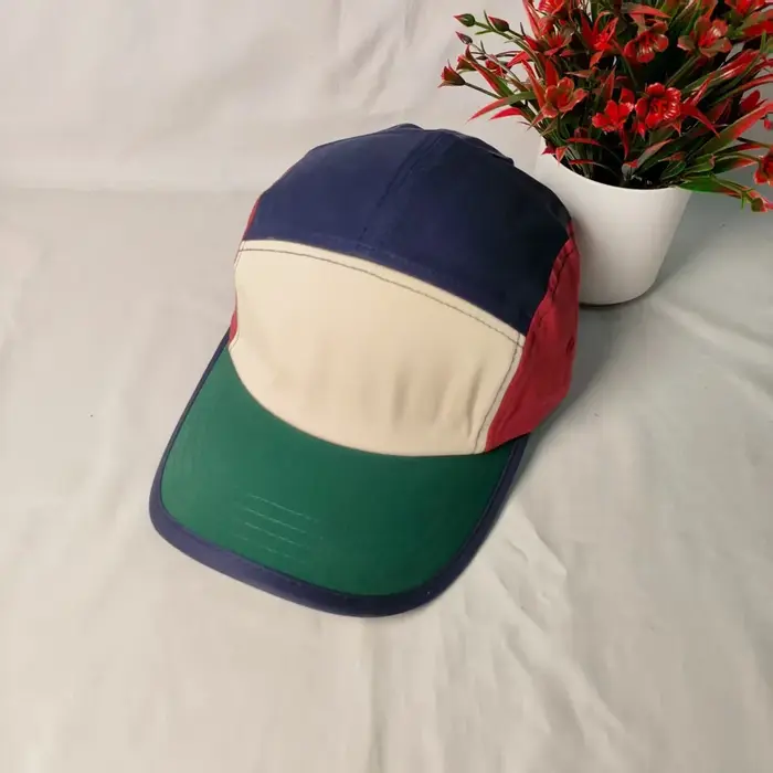 Casquette 5 panneaux vierge unisexe, style camp, color block, patchwork uni, pour hommes et femmes, 