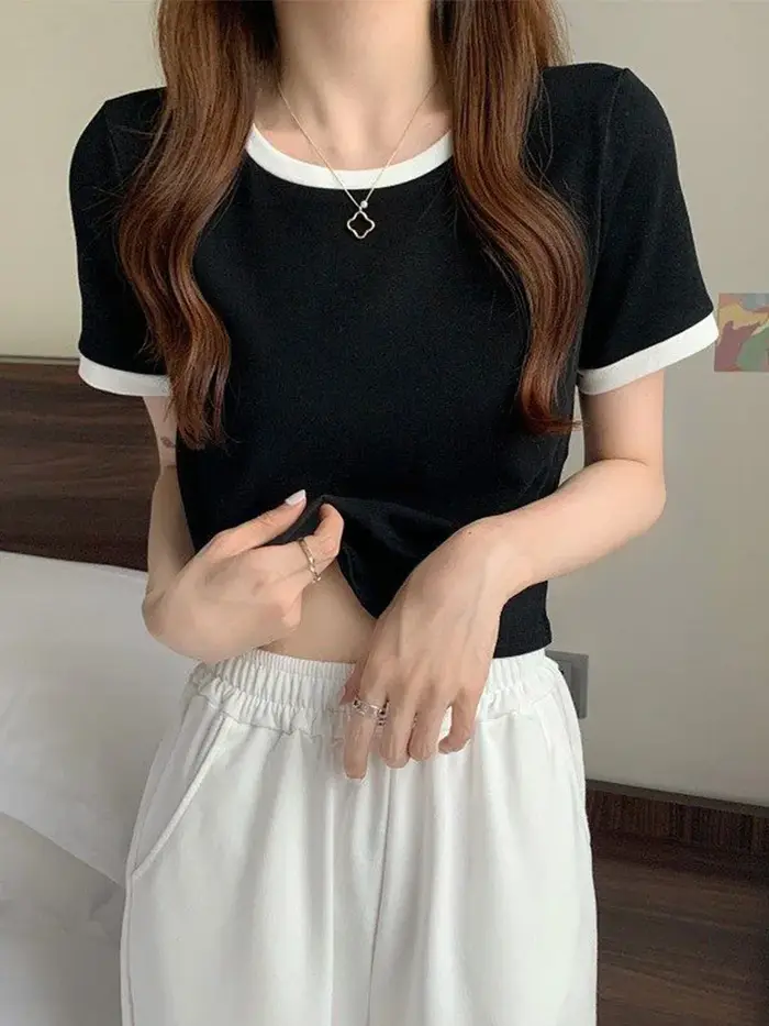 2025 tout nouveau T-Shirt femme col rond T-Shirt court femmes T-Shirt femme T-Shirt hauts t-shirts b