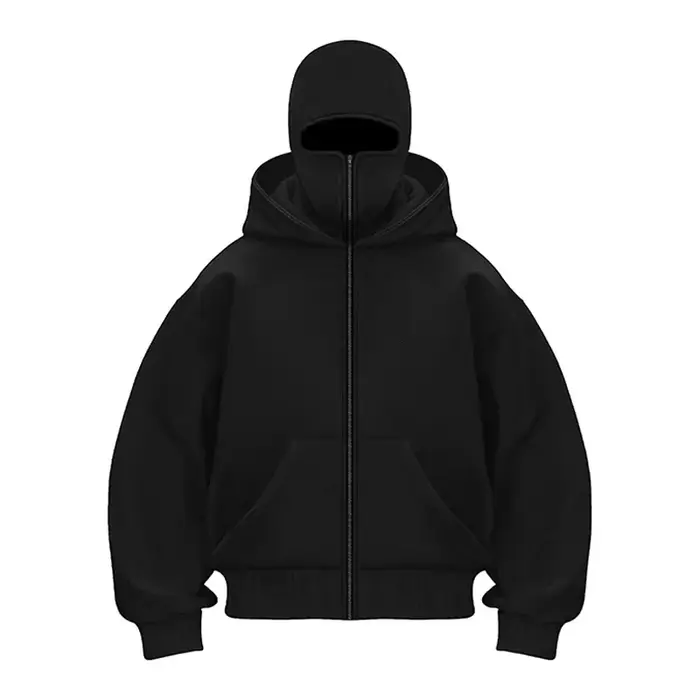 Cagoule à capuche Double couche intégrée, coupe-vent chaud, fermeture éclair, Y2k, Vintage, Hip Hop,